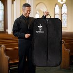 Personlig kors hjärta tro design vattentät hängande klädväska med namn födelsedag dopgåva för pastor kristen