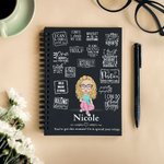 Personlig Self Care Cartoon Girl Mom Grandma A5 Spiral Notebook med namn citat och 120 linjerade sidor Födelsedag Affirmation Present för kvinnor flickor