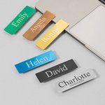 Personalisierte Multicolor Spiegel Edelstahl magnetische Namensschild mit eingraviertem Namen und Job Titel Induktion Bürobedarf Geschenk für Mitarbeiter