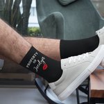Personalised Pure Cotton Soft Breathable Red Lip Print Property Of Name Mid-Calf Socks Valentine's Day Anniversary Gift for Husband Boyfriend