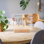 Personalisierte 1-20 Geburtsblumen Acrylplatte mit Namen und Holzsockel Haus Deko Muttertag Geburtstag Geschenk für Oma Mama