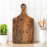 Personalized Engraved Floral Initials Wooden Reversible Charcuterie Cutting Board with Grip Ship from USA Housewarming Wedding Gift for Couple