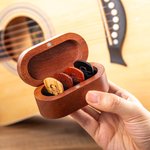 Personalized Wooden Magnetic Guitar Picks Storage Box Set with Engraved Name or Monogram Birthday Gift for Musician Guitar Player