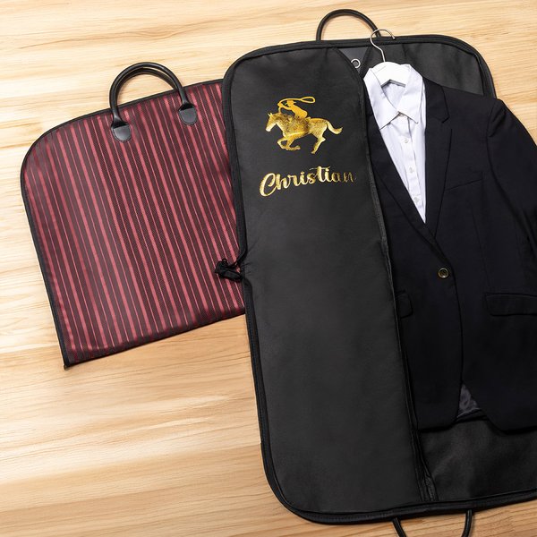 Bolsa impermeable para colgar ropa con nombre Diseño personalizado de caballos Espectáculos hípicos Accesorio de viaje Regalo para aficionados a la hípica
