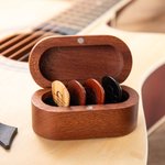 Personalized Wooden Magnetic Guitar Picks Storage Box Set with Engraved Name or Monogram Birthday Gift for Musician Guitar Player
