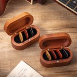 Personalized Wooden Magnetic Guitar Picks Storage Box Set with Engraved Name or Monogram Birthday Gift for Musician Guitar Player