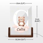 Personalisiertes Niedliches Wald Tier Acryl Wolke Stern LED-Nachtlicht mit Holz-Sockel Namen Initiale Geburtstag Kindertag Geschenk für Jungen Mädchen