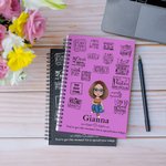 Personlig Self Care Cartoon Girl Mom Grandma A5 Spiral Notebook med namn citat och 120 linjerade sidor Födelsedag Affirmation Present för kvinnor flickor