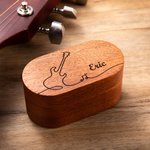 Personalized Wooden Magnetic Guitar Picks Storage Box Set with Engraved Name or Monogram Birthday Gift for Musician Guitar Player