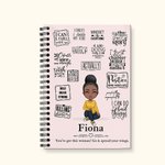 Personlig Self Care Cartoon Girl Mom Grandma A5 Spiral Notebook med namn citat och 120 linjerade sidor Födelsedag Affirmation Present för kvinnor flickor