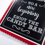 Personalised School Colours Snack Dessert Buffet Labels Set of 16 with Sweets Bar Table Sign and Bucket Graduation Party Decoration Favors