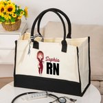 Personalizzato personaggio dei cartoni animati Grande borsa impermeabile con nome e titolo Regalo di apprezzamento di compleanno per il personale medico infermieristico