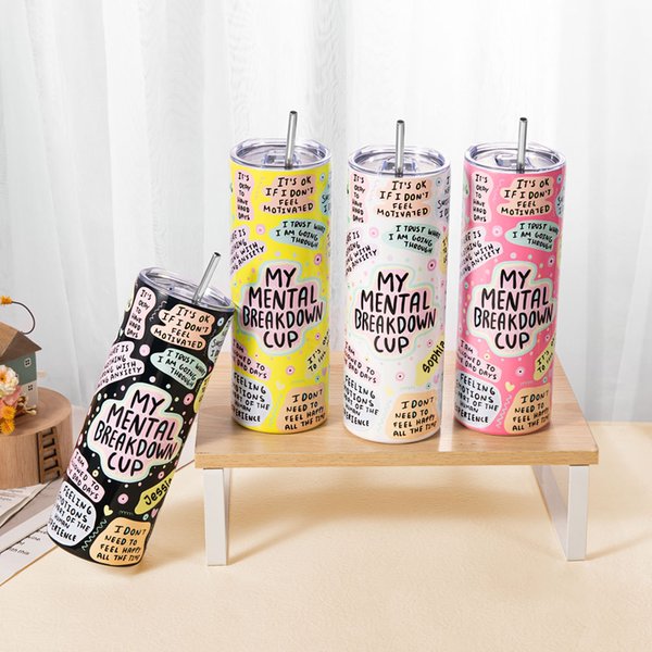 Personalized My Mental Breakdown Creative 15oz Mug 20oz Can Glass Skinny Tumbler with Lid Straw Motivational Affirmation Birthday Gift for Women