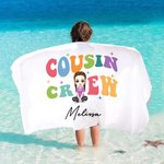 Personalisierte Cousin Crew Cartoon Kid Charakter überdimensioniert schnell trocken Strand Handtuch mit Namen Geburtstag Strand Zubehör Geschenk für Jungen Mädchen