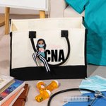 Personalizzato personaggio dei cartoni animati Grande borsa impermeabile con nome e titolo Regalo di apprezzamento di compleanno per il personale medico infermieristico