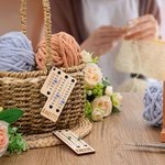 Personalised Multicolour Beaded Wooden Sewing Row Counter with Engraved Name Knitting Tool to Assist Counting Birthday Gift for Knitting Lovers