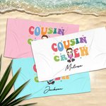 Personalisierte Cousin Crew Cartoon Kid Charakter überdimensioniert schnell trocken Strand Handtuch mit Namen Geburtstag Strand Zubehör Geschenk für Jungen Mädchen