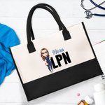 Personalizzato personaggio dei cartoni animati Grande borsa impermeabile con nome e titolo Regalo di apprezzamento di compleanno per il personale medico infermieristico