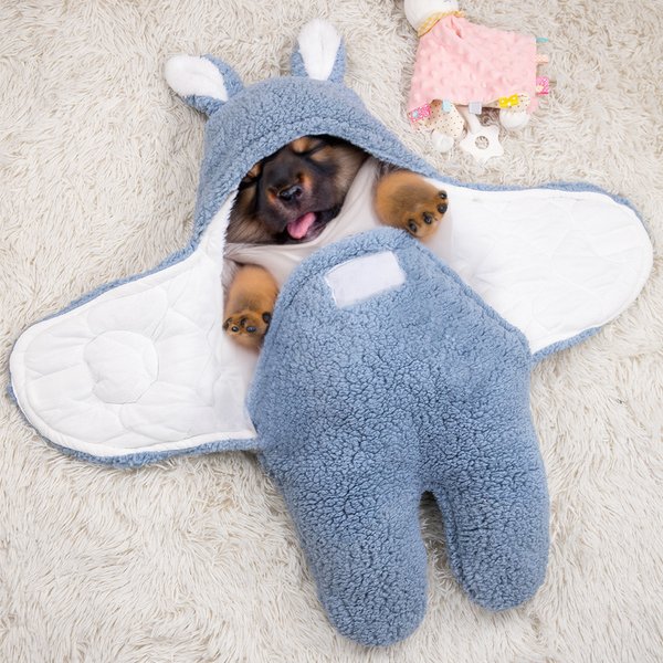 Personalised Paw Print Pet Sleeping Bag Swaddle with Bunny Ears First Easter Birthday Gift for Cat Dog Lover