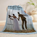 Couverture douce avec textes et noms Décoration d'intérieur Mariage Saint-Valentin Cadeau pour les couples