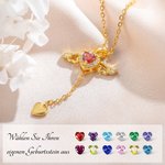 Personalisierte Flatternde Engelsflügel Halskette mit Herzform Geburtsstein Valentinstag Geburtstag Jahrestag Geschenk für Damen
