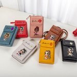 Portafoglio a traccola portatile in pelle PU con cartone animato di ragazza personalizzato con nome e fiore di nascita regalo di compleanno