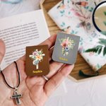 Personalized Watercolor Cross 1-5 Birth Flowers Magnetic Leather Bookmark Clip with Name Baptism Birthday Gift for Bible Reader Book Lover Christian