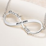 Gepersonaliseerde oneindigheid hanger ketting met namen en datum Dainty sieraden verjaardag Valentijnsdag cadeau voor vrouwen