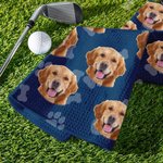 Serviette de golf gaufrée multicolore à séchage rapide avec mousqueton Accessoire de golf portable Cadeau pour golfeur amoureux de son animal de compagnie