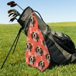 Serviette de golf gaufrée multicolore à séchage rapide avec mousqueton Accessoire de golf portable Cadeau pour golfeur amoureux de son animal de compagnie