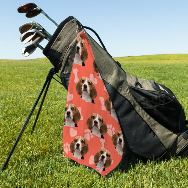 Gepersonaliseerde Multi-color Waffle Quick Dry Tri-Fold Pet Photo Golf Towel met karabijnhaak Draagbare Golf Accessoire Sport Gift voor Golfer Pet Lover