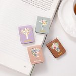 Personalized Watercolor Cross 1-5 Birth Flowers Magnetic Leather Bookmark Clip with Name Baptism Birthday Gift for Bible Reader Book Lover Christian