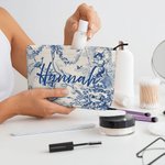 Personalizzato Retro lussuoso francese campagna velluto a coste borsa per il trucco con iniziale Monogram Compleanno damigella d'onore regalo per le donne