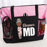 Personalisierte Krankenschwester Cartoon-Charakter große Oxford Tragetasche mit Namen und Job-Titel Reise Essentials Geburtstag Krankenschwester Woche Geschenk für medizinisches Personal