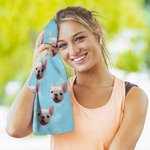 Serviette de golf gaufrée multicolore à séchage rapide avec mousqueton Accessoire de golf portable Cadeau pour golfeur amoureux de son animal de compagnie