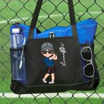 Personalised Golf Cartoon Character Large Waterproof Tote Bag with Name and Birth Flower Travel Essentials Birthday Gift for Golf Lovers