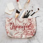 Personalizzato Retro lussuoso francese campagna velluto a coste borsa per il trucco con iniziale Monogram Compleanno damigella d'onore regalo per le donne