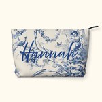 Personalizzato Retro lussuoso francese campagna velluto a coste borsa per il trucco con iniziale Monogram Compleanno damigella d'onore regalo per le donne