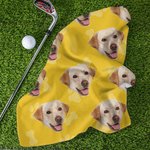 Serviette de golf gaufrée multicolore à séchage rapide avec mousqueton Accessoire de golf portable Cadeau pour golfeur amoureux de son animal de compagnie