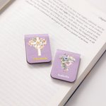 Personalized Watercolor Cross 1-5 Birth Flowers Magnetic Leather Bookmark Clip with Name Baptism Birthday Gift for Bible Reader Book Lover Christian