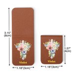 Personalized Watercolor Cross 1-5 Birth Flowers Magnetic Leather Bookmark Clip with Name Baptism Birthday Gift for Bible Reader Book Lover Christian