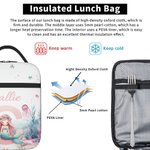 Sac à lunch isolé et imperméable à l'eau, avec nom, pour le retour à l'école, le travail et le pique-nique Cadeau pour les enfants et la famille