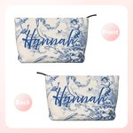 Personalizzato Retro lussuoso francese campagna velluto a coste borsa per il trucco con iniziale Monogram Compleanno damigella d'onore regalo per le donne