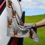 Serviette de golf gaufrée multicolore à séchage rapide avec mousqueton Accessoire de golf portable Cadeau pour golfeur amoureux de son animal de compagnie
