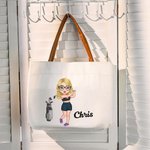 Bolsa de lona con asa de piel y nombre Personalizada Jugador de golf de dibujos animados Flor de nacimiento Accesorios de viaje Regalo para aficionados al golf