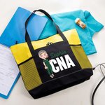 Bolsa de lona Oxford personalizada con caricatura de enfermera nombre y título regalo para cumpleaños o Semana de la Enfermería para personal médico