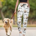 Personalisierte 1-5 Haustier Porträt Fotos Pfote drucken Frauen Sport Sweatpants mit Namen Geburtstag Geschenk für Katze Hund Haustierbesitzer