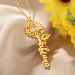 Personalizada Dainty Sun Nombre de la Flor Colgante Collar Floral Joyería Cumpleaños Aniversario de regalo para las mujeres