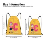 Personalized Basketball Cartoon Character Drawstring Backpack with Name and Initial Gym Workout Birthday Gift for Sports Travel Lovers
