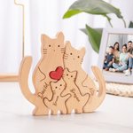 Rompecabezas de madera personalizado de gatos adorables con amor y abrazo con 2 a 7 nombres grabados regalo de cumpleaños o aniversario para familias